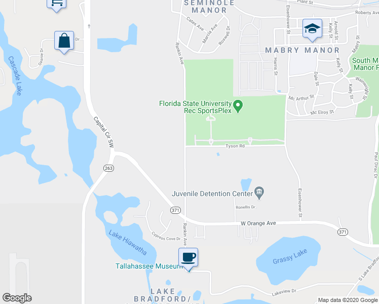 map of restaurants, bars, coffee shops, grocery stores, and more near 1986 Tyson Green Avenue in Tallahassee