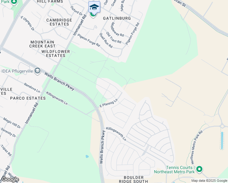 map of restaurants, bars, coffee shops, grocery stores, and more near Wells Branch Parkway in Pflugerville