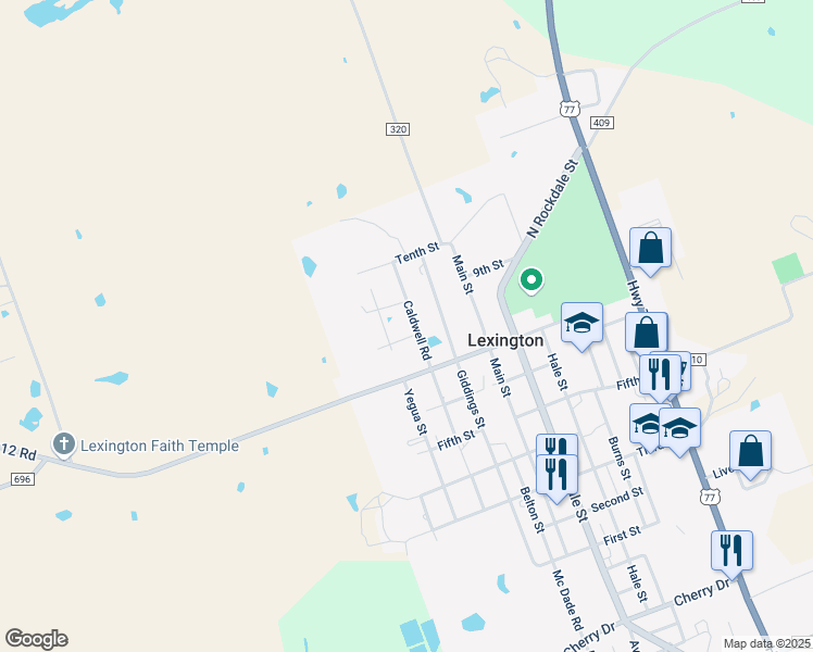 map of restaurants, bars, coffee shops, grocery stores, and more near 1117 Caldwell Road in Lexington