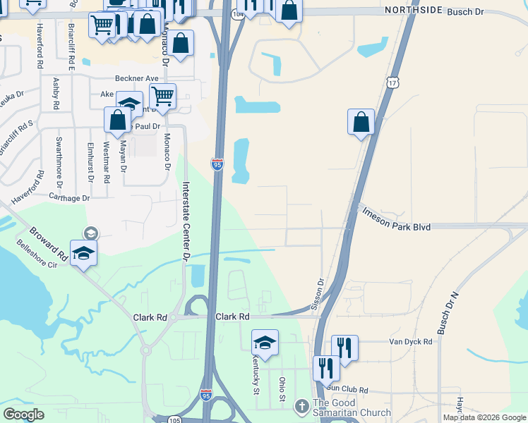 map of restaurants, bars, coffee shops, grocery stores, and more near 241 Charles Avenue in Jacksonville