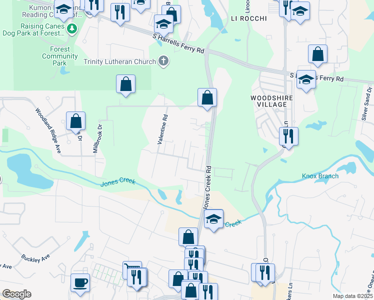 map of restaurants, bars, coffee shops, grocery stores, and more near 3632 Merritt Anne Drive in Baton Rouge