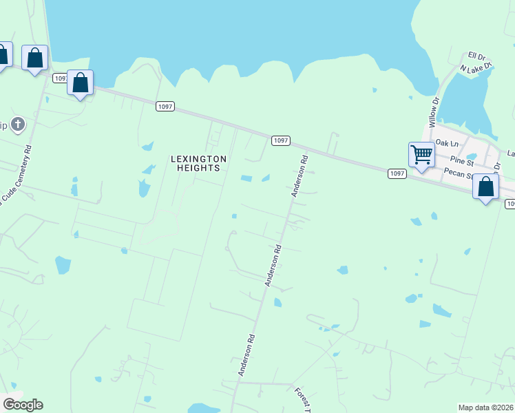 map of restaurants, bars, coffee shops, grocery stores, and more near 12195 Anderson Road in Willis