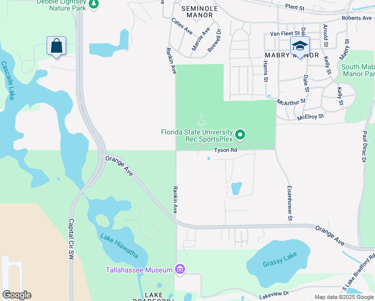 map of restaurants, bars, coffee shops, grocery stores, and more near 1986 Tyson Green Avenue in Tallahassee