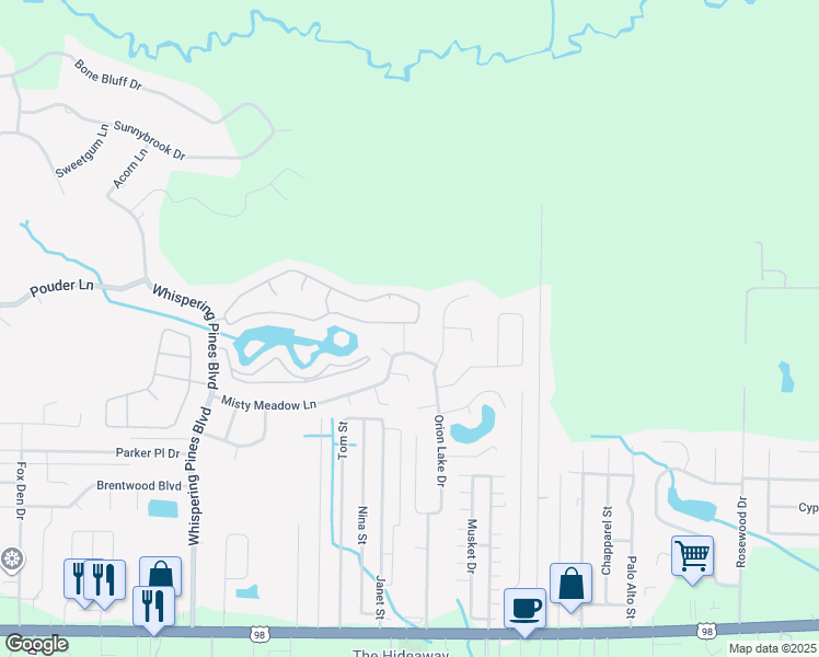 map of restaurants, bars, coffee shops, grocery stores, and more near 9866 Parker Lake Circle in Navarre