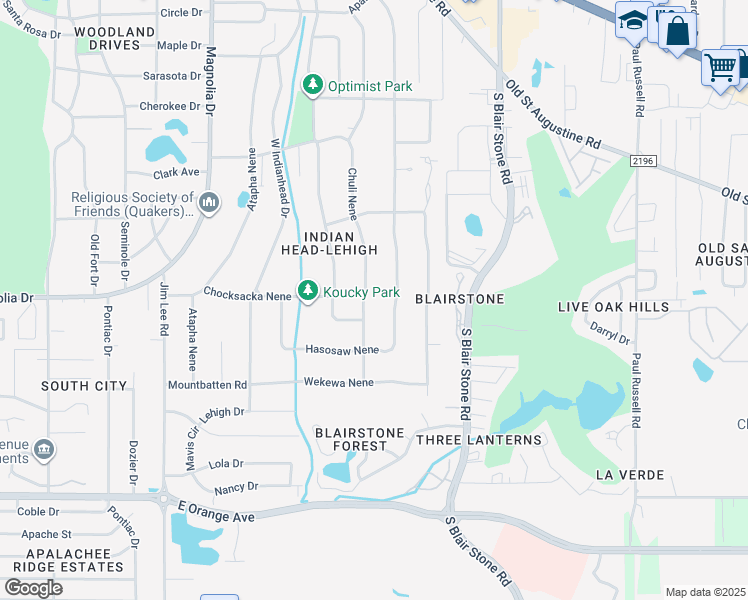 map of restaurants, bars, coffee shops, grocery stores, and more near 2021 Chuli Nene in Tallahassee