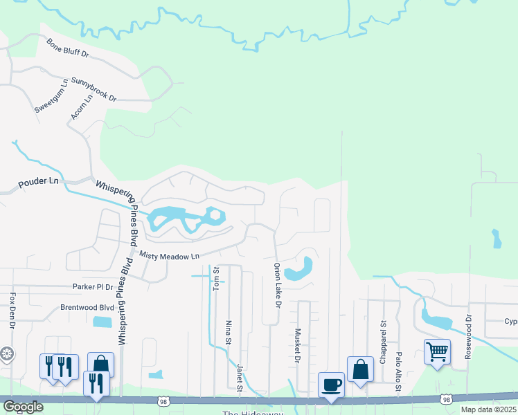 map of restaurants, bars, coffee shops, grocery stores, and more near 9866 Parker Lake Circle in Navarre