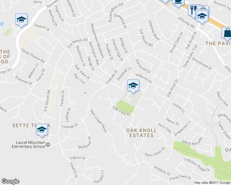 map of restaurants, bars, coffee shops, grocery stores, and more near 11102 Spear Oak Cove in Austin