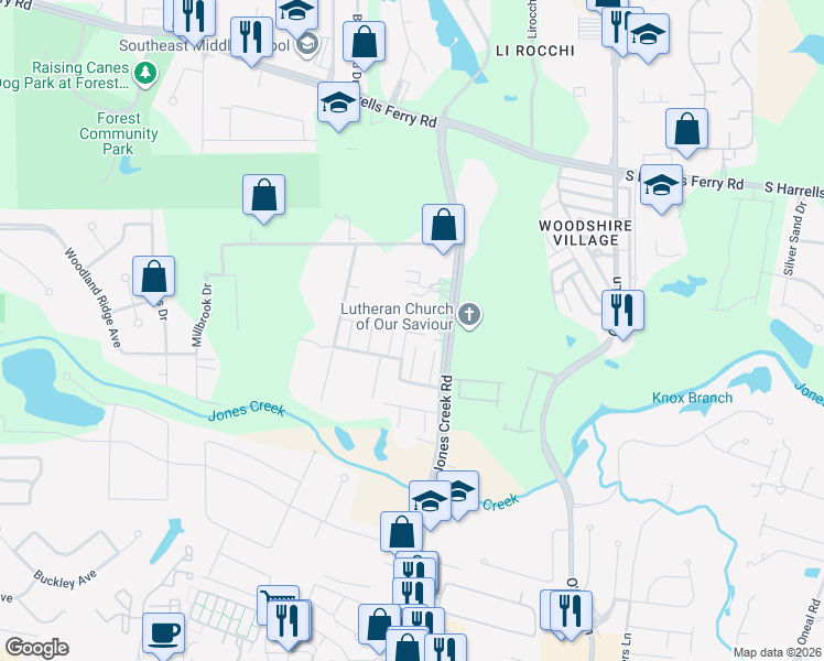 map of restaurants, bars, coffee shops, grocery stores, and more near 15325 Wentworth Court in Baton Rouge