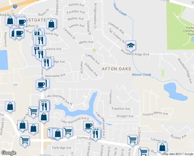 map of restaurants, bars, coffee shops, grocery stores, and more near 12538 Schlayer Avenue in Baton Rouge