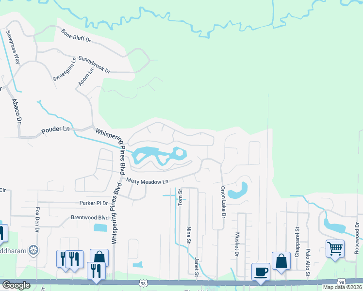 map of restaurants, bars, coffee shops, grocery stores, and more near 9954 Parker Lake Circle in Navarre