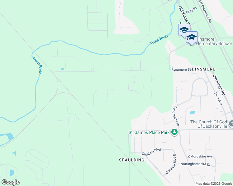 map of restaurants, bars, coffee shops, grocery stores, and more near 10259 Rabbit Ridge Road in Jacksonville