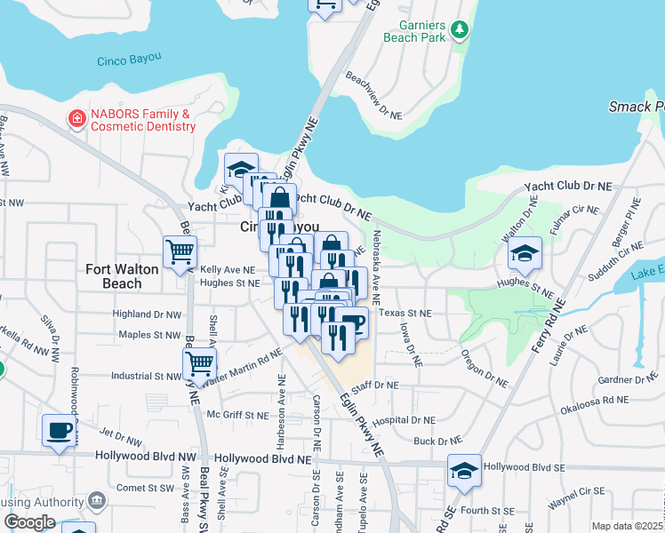 map of restaurants, bars, coffee shops, grocery stores, and more near 148 Opp Boulevard Northeast in Fort Walton Beach