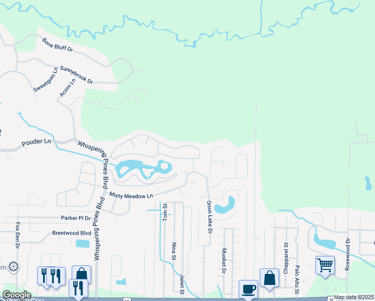 map of restaurants, bars, coffee shops, grocery stores, and more near 9793 Parker Lake Circle in Navarre
