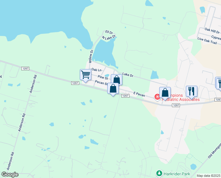 map of restaurants, bars, coffee shops, grocery stores, and more near 10672 Farm to Market 1097 in Willis