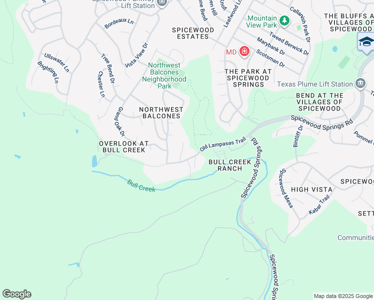 map of restaurants, bars, coffee shops, grocery stores, and more near 9801 Hundred Oaks Circle in Austin