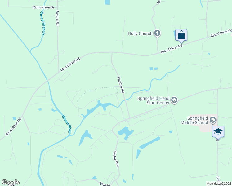 map of restaurants, bars, coffee shops, grocery stores, and more near 24203 Panther Road in Springfield