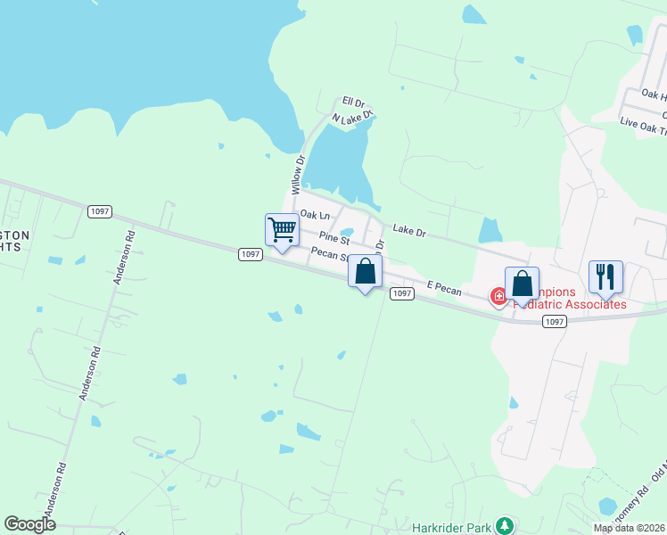 map of restaurants, bars, coffee shops, grocery stores, and more near 10738 Pecan Street in Willis