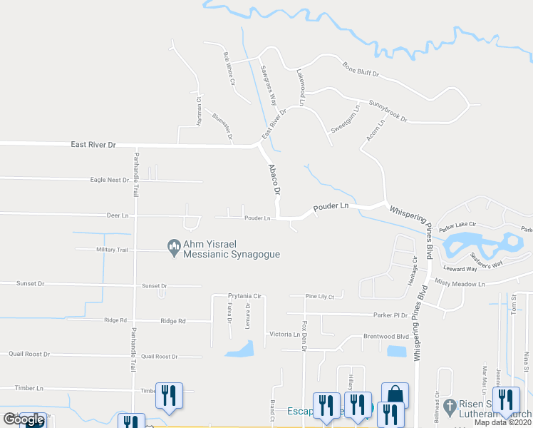 map of restaurants, bars, coffee shops, grocery stores, and more near 9396 Pouder Lane in Navarre