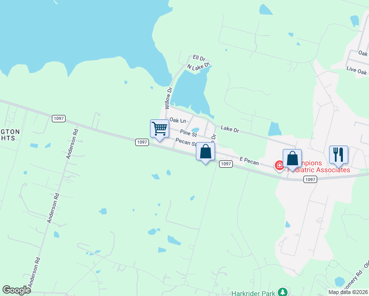 map of restaurants, bars, coffee shops, grocery stores, and more near 10738 Pecan Street in Willis