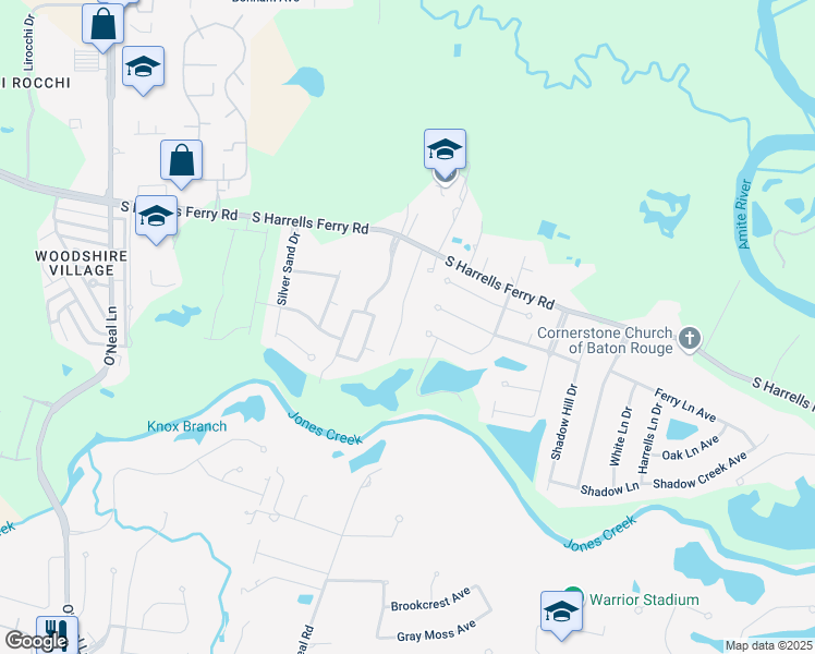 map of restaurants, bars, coffee shops, grocery stores, and more near 3153 Grassy Lake Drive in Baton Rouge