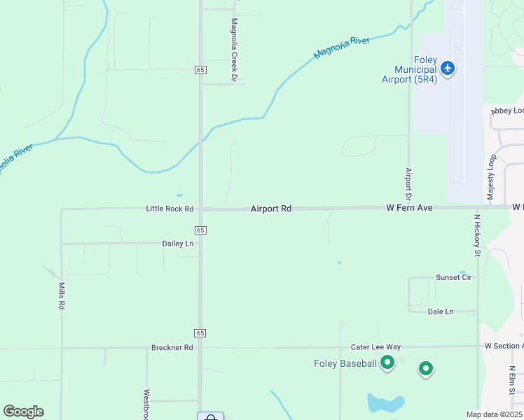map of restaurants, bars, coffee shops, grocery stores, and more near 18185-18187 Airport Road in Foley