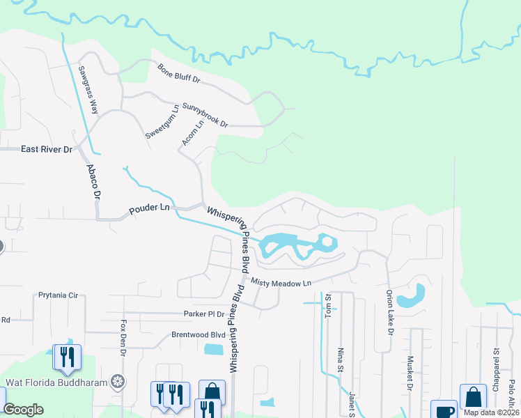 map of restaurants, bars, coffee shops, grocery stores, and more near 9648 Parker Lake Circle in Navarre