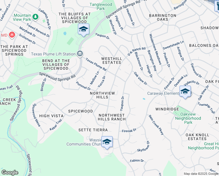 map of restaurants, bars, coffee shops, grocery stores, and more near 10802 D-K Ranch Road in Austin
