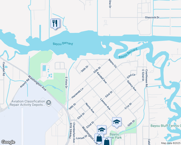 map of restaurants, bars, coffee shops, grocery stores, and more near 30 55th Street in Gulfport