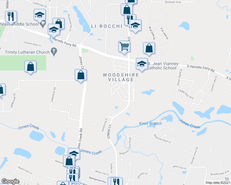 map of restaurants, bars, coffee shops, grocery stores, and more near 3463 Yorkfield Drive in Baton Rouge