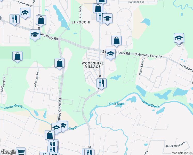 map of restaurants, bars, coffee shops, grocery stores, and more near 3453 King Bradford Drive in Baton Rouge