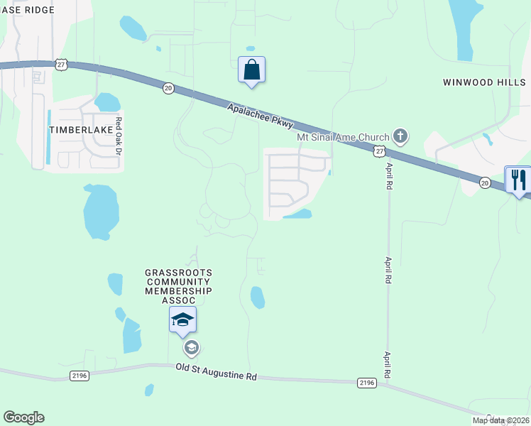 map of restaurants, bars, coffee shops, grocery stores, and more near 2894 Hampton Meadow Drive in Tallahassee
