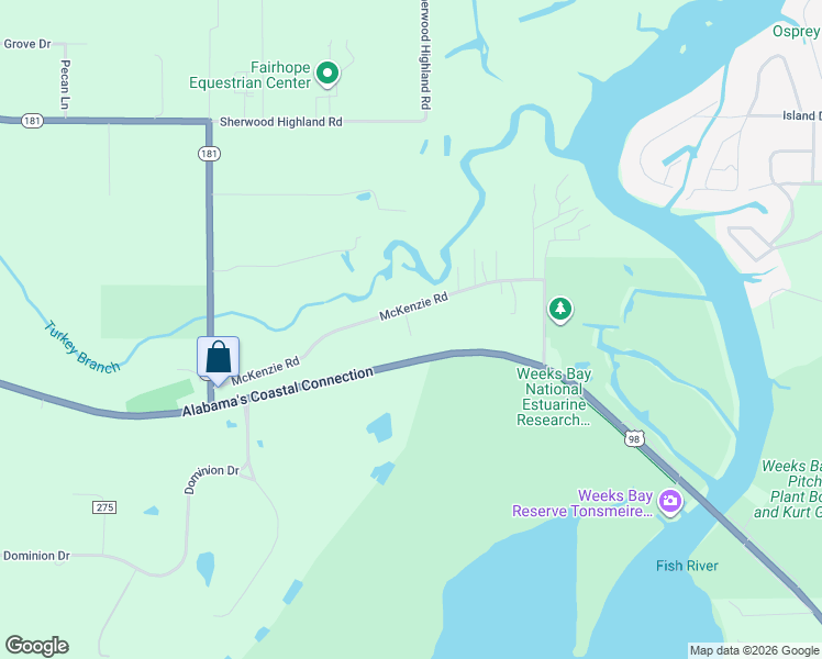 map of restaurants, bars, coffee shops, grocery stores, and more near 11020 McKenzie Rd in Fairhope