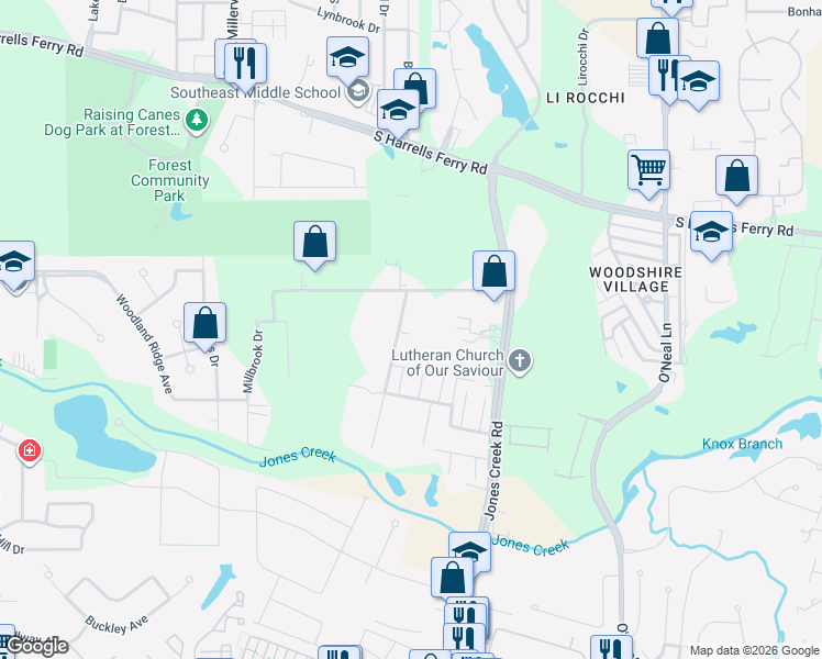 map of restaurants, bars, coffee shops, grocery stores, and more near 3371 Valentine Road in Baton Rouge