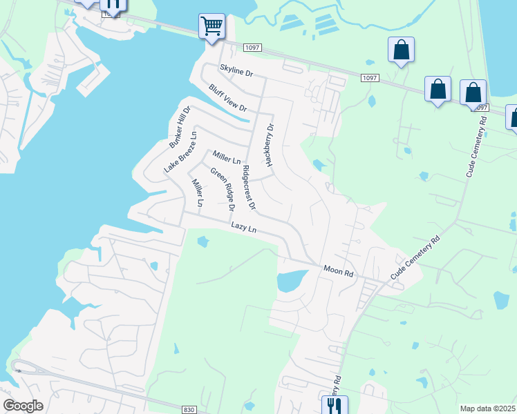 map of restaurants, bars, coffee shops, grocery stores, and more near 12410 Ridgecrest Drive in Willis