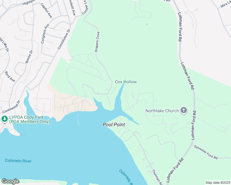 map of restaurants, bars, coffee shops, grocery stores, and more near 19336 Treat Trail in Lago Vista