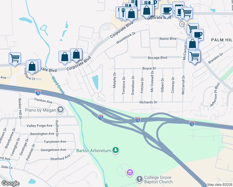 map of restaurants, bars, coffee shops, grocery stores, and more near 3211 Murphy Dr in Baton Rouge