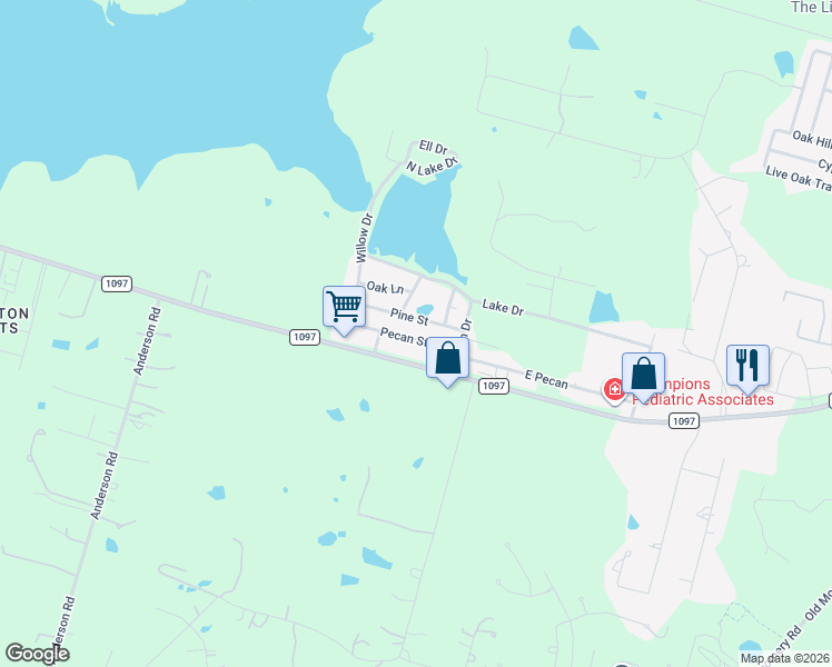 map of restaurants, bars, coffee shops, grocery stores, and more near 10738 Pecan Street in Willis
