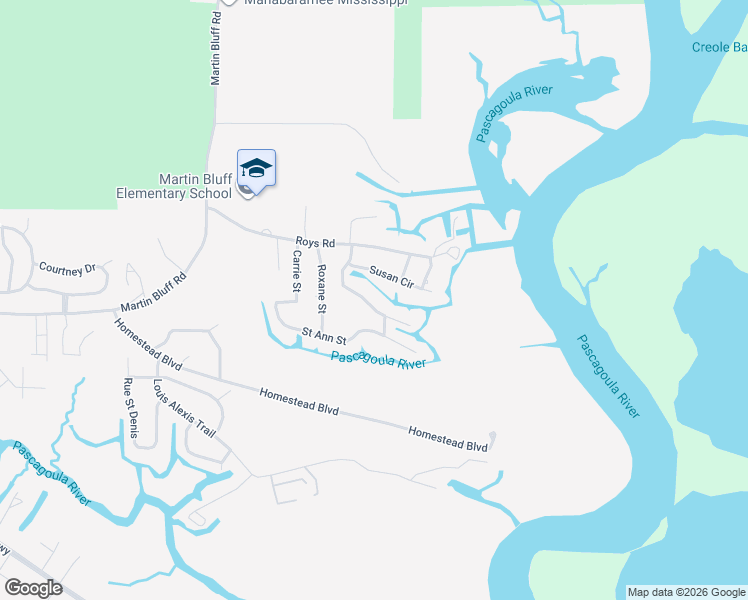 map of restaurants, bars, coffee shops, grocery stores, and more near 5544 Dead River Road in Gautier