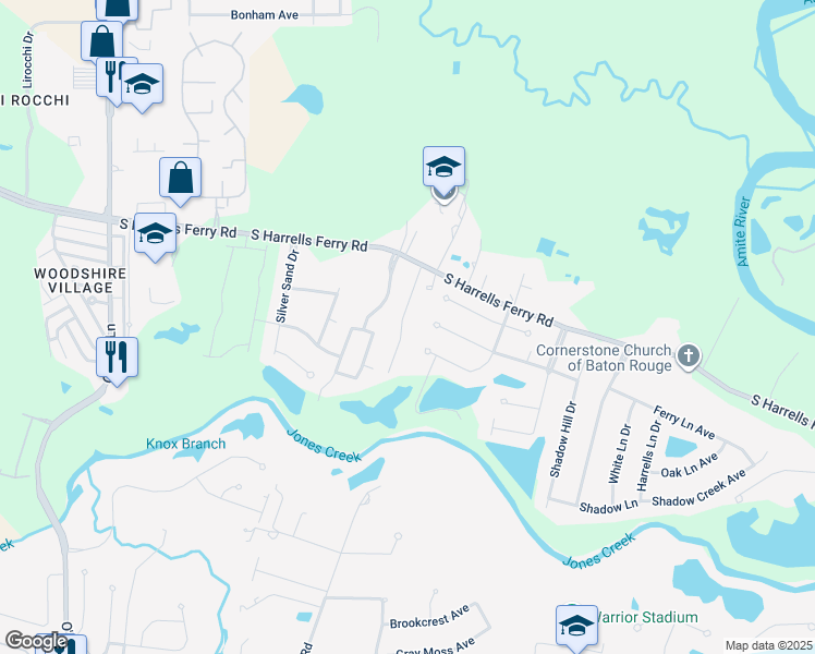 map of restaurants, bars, coffee shops, grocery stores, and more near 3153 Grassy Lake Drive in Baton Rouge