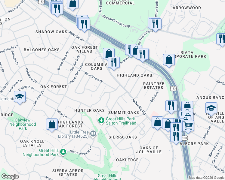 map of restaurants, bars, coffee shops, grocery stores, and more near 11618 Q Ranch Road in Austin