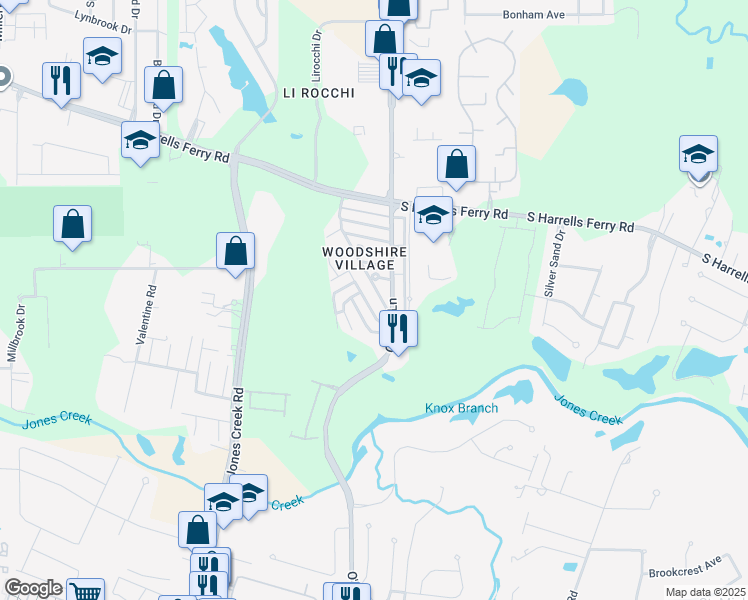 map of restaurants, bars, coffee shops, grocery stores, and more near 3441 King Bradford Drive in Baton Rouge