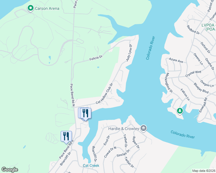 map of restaurants, bars, coffee shops, grocery stores, and more near 1004 Cat Hollow Club Drive in Briarcliff