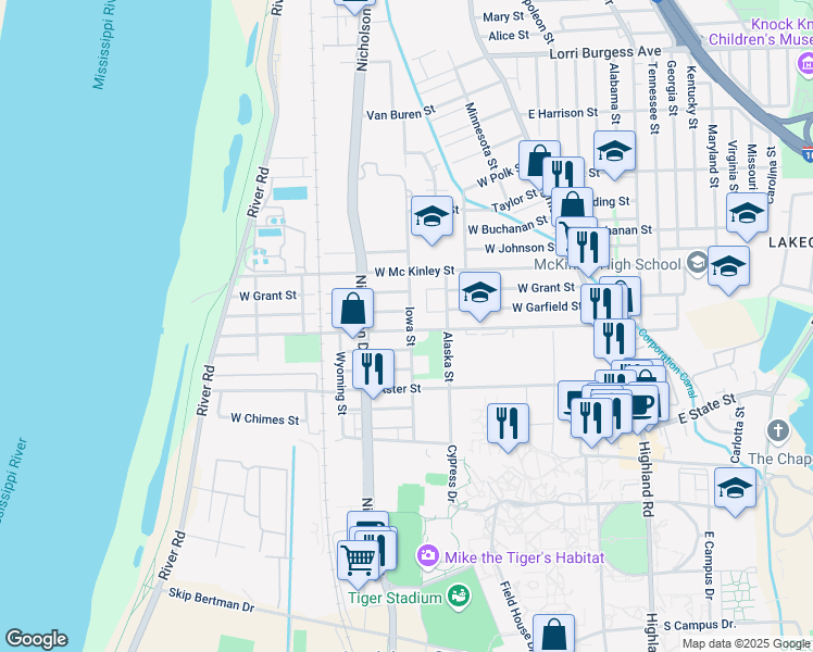 map of restaurants, bars, coffee shops, grocery stores, and more near 806 West Roosevelt Street in Baton Rouge