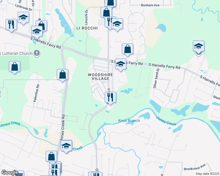 map of restaurants, bars, coffee shops, grocery stores, and more near 3453 King Bradford Drive in Baton Rouge
