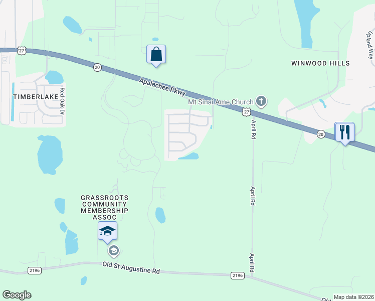 map of restaurants, bars, coffee shops, grocery stores, and more near 5590 Hampton Hill Circle in Tallahassee