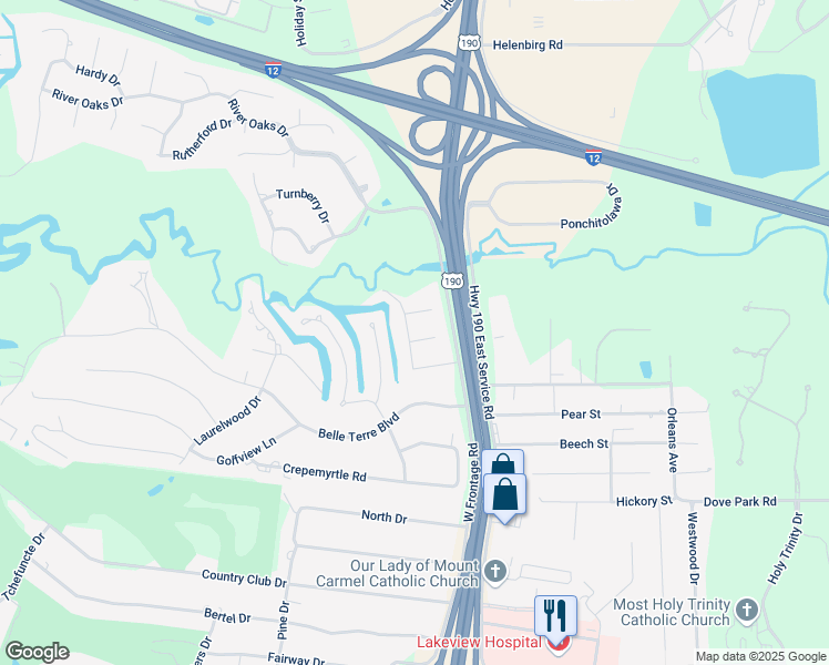 map of restaurants, bars, coffee shops, grocery stores, and more near 36 Courtney Drive in Covington