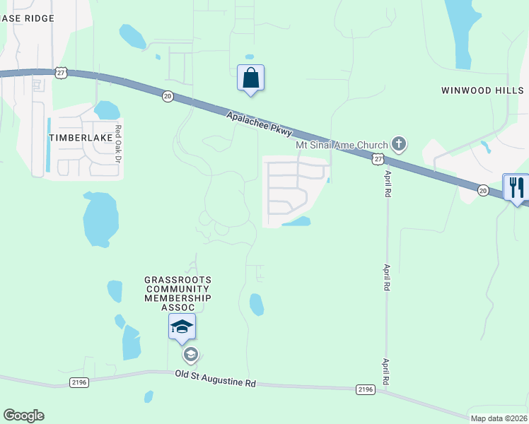 map of restaurants, bars, coffee shops, grocery stores, and more near 2894 Hampton Meadow Drive in Tallahassee