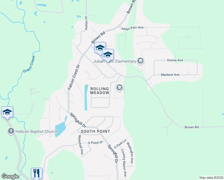 map of restaurants, bars, coffee shops, grocery stores, and more near 12470 Brown Road in Denham Springs