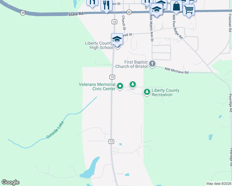 map of restaurants, bars, coffee shops, grocery stores, and more near 10405 Northwest Theo Jacobs Way in Bristol