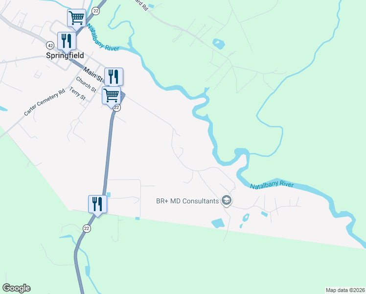 map of restaurants, bars, coffee shops, grocery stores, and more near 32689 Cullom Road in Springfield
